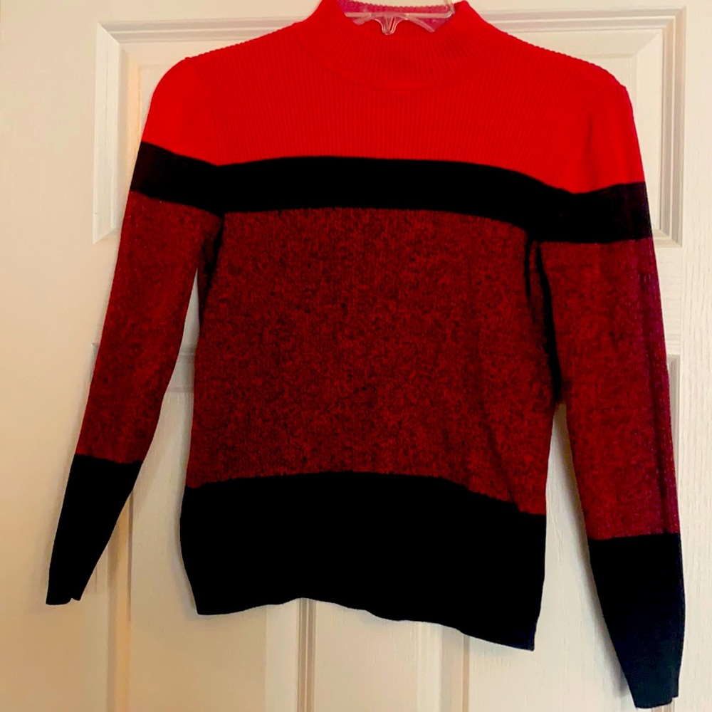 Red and Black mock turtleneck